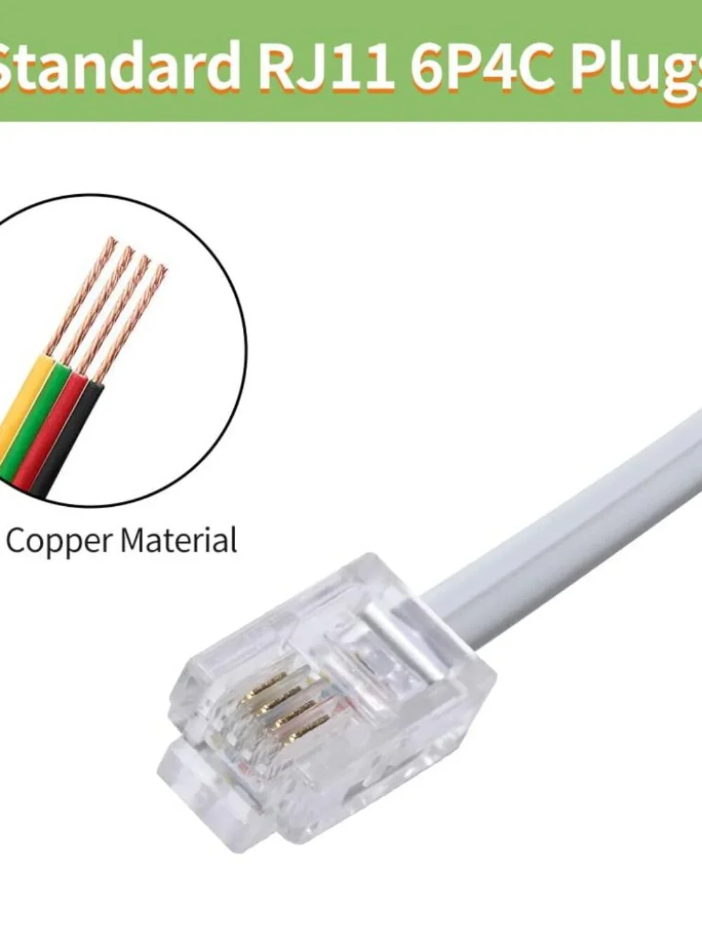 Phone Cable 2 Way Splitter RJ11 6P4C Telephone Line Cord Adapter with 3 inch Cab